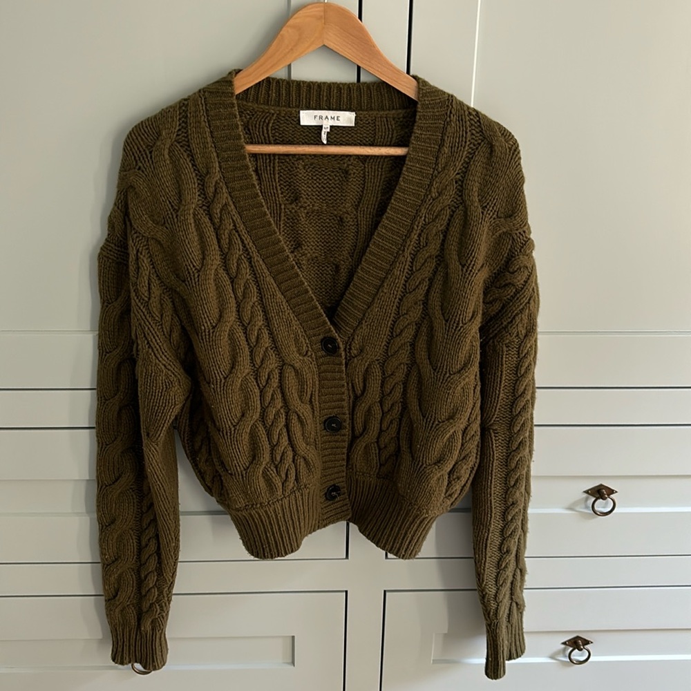 FRAME Wool Green Cardigan